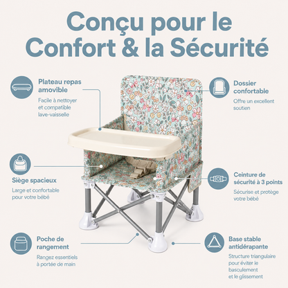 CHAISE BÉBÉ MOTIF FLORAL PASTEL