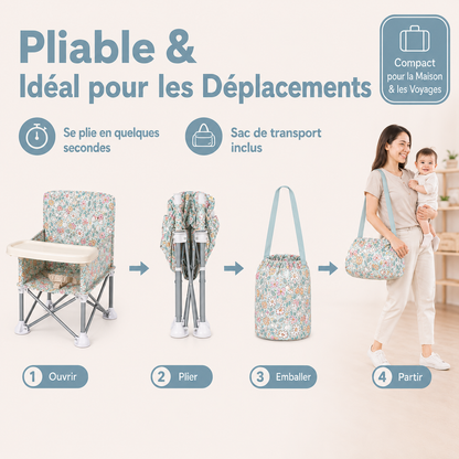 CHAISE BÉBÉ MOTIF FLORAL PASTEL