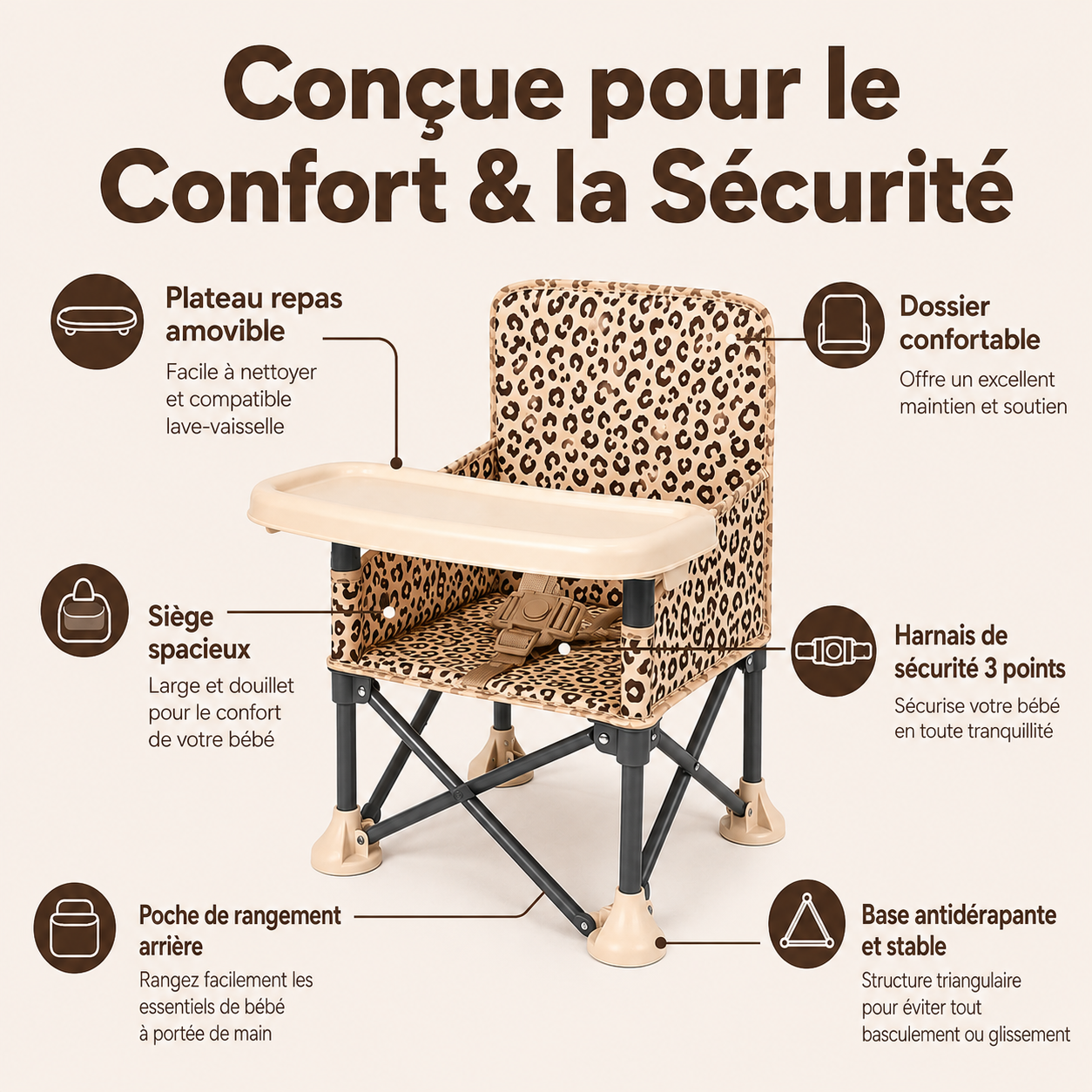 CHAISE BÉBÉ LÉOPARD