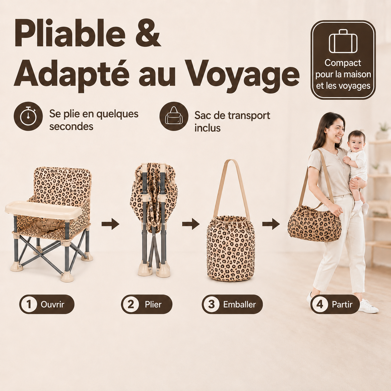 CHAISE BÉBÉ LÉOPARD