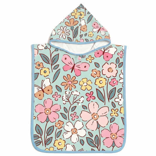 PONCHO DE PLAGE FLORAL PASTEL